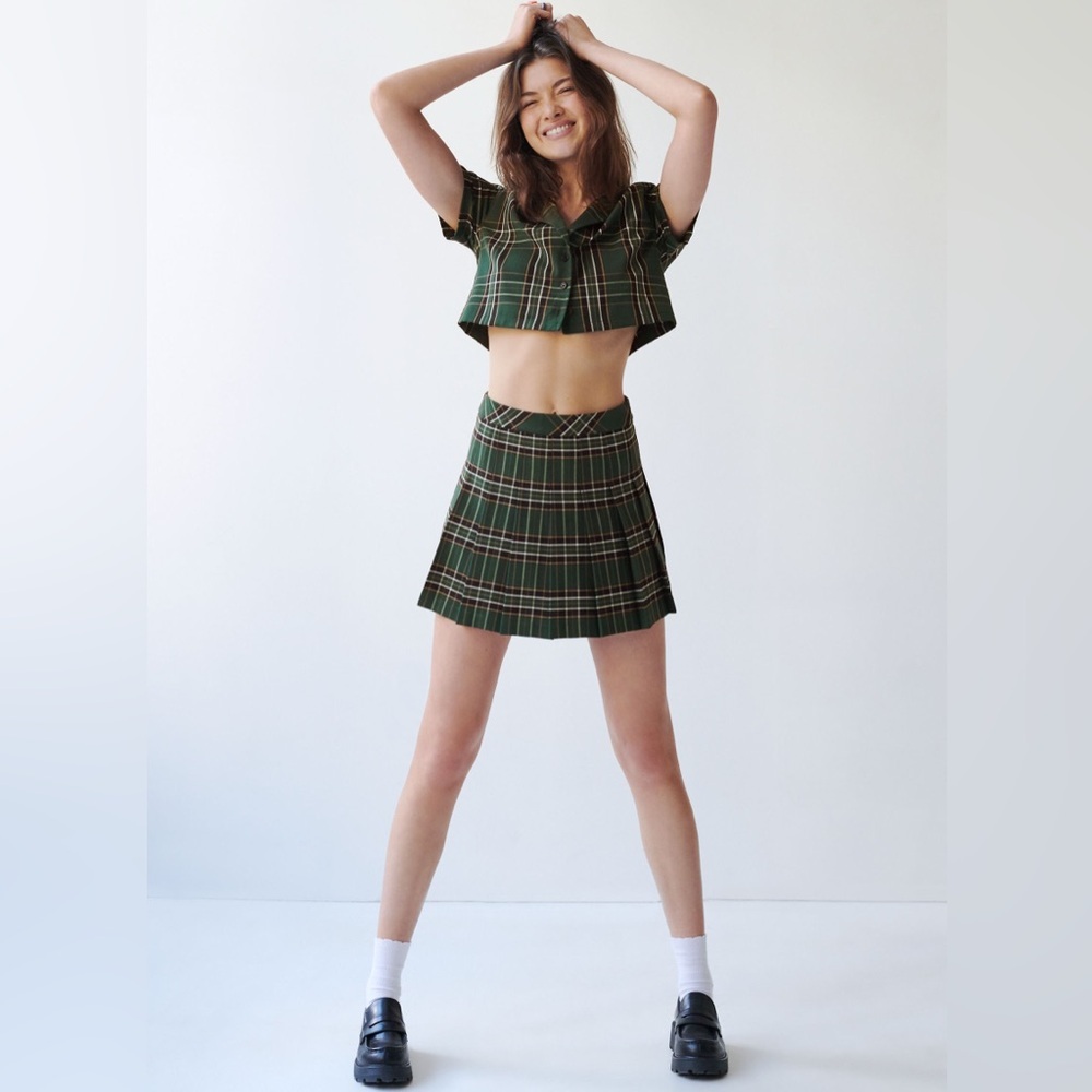 Aritzia Plaid Green Skirt